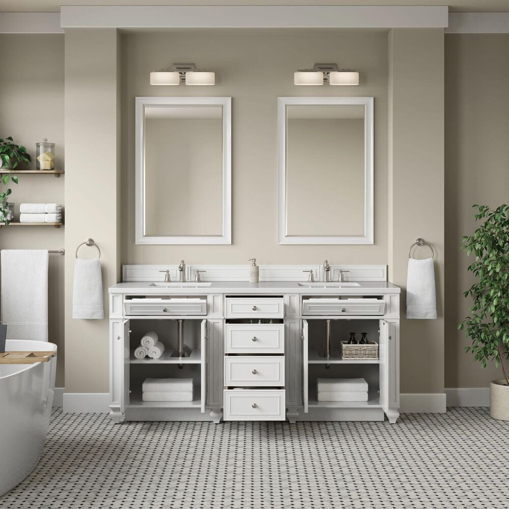 James Martin Bristol 72" Double Bathroom Vanity Cabinet in Bright White, , large