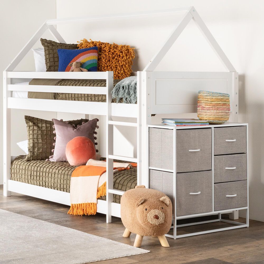 Parkerville Furniture Line Georgie Twin over Twin House Bunk Bed in White, , large