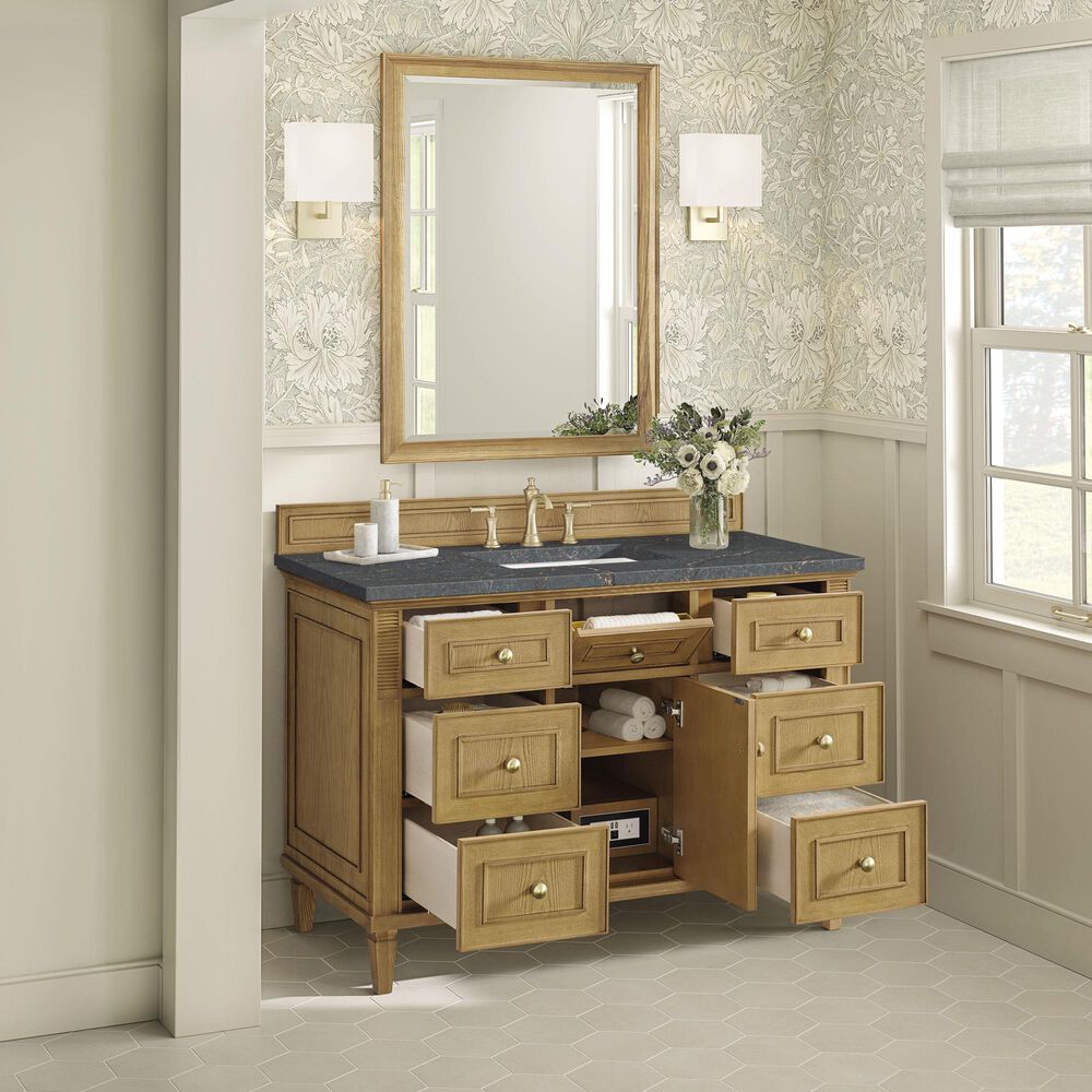 James Martin Vanities Lorelai 48&quot; Single Vanity in Light Natural Oak with 3 cm Parisien Bleu Quartz Top, , large