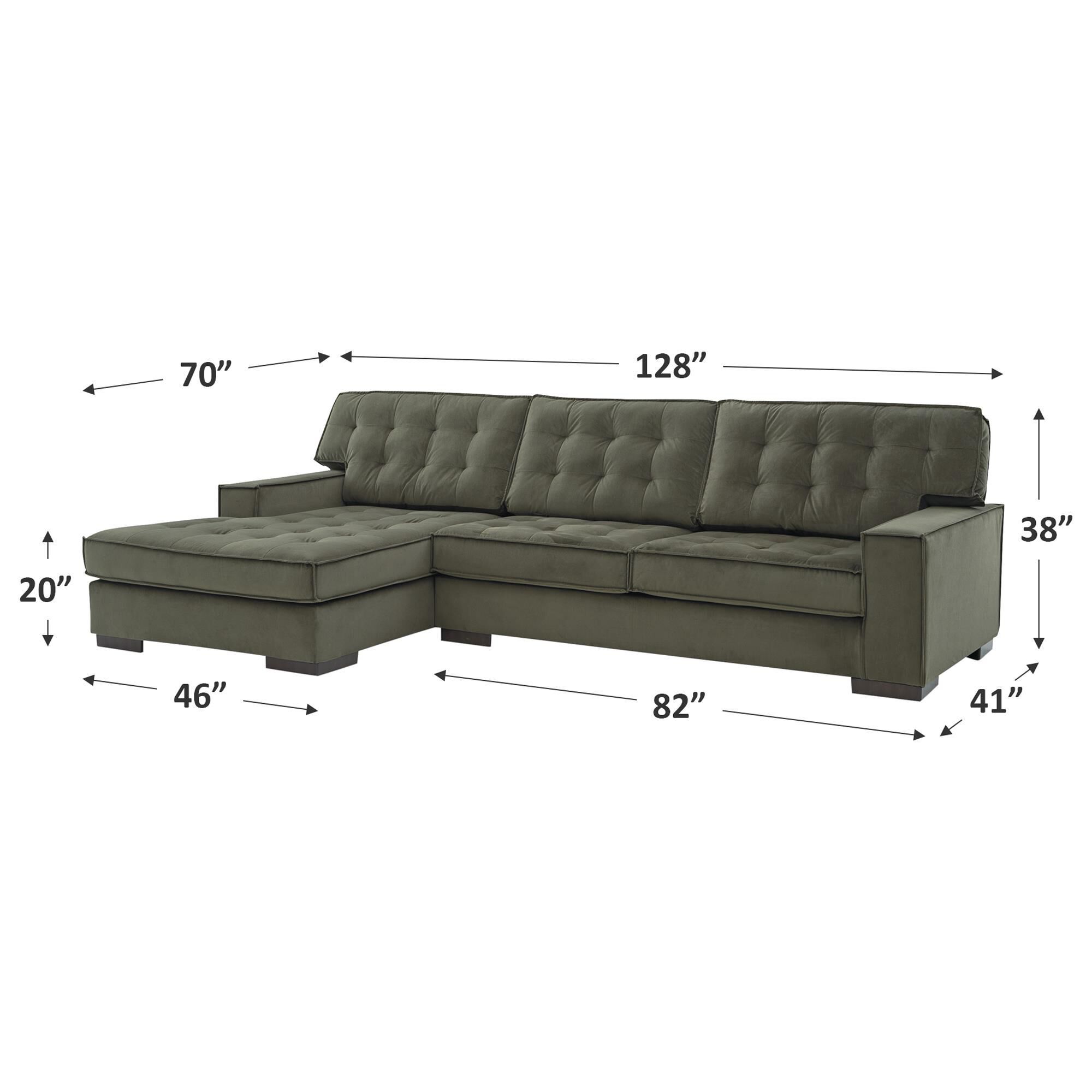 Ashley Caspian-Town 2-Piece Left Facing Sectional with Chaise in Olive