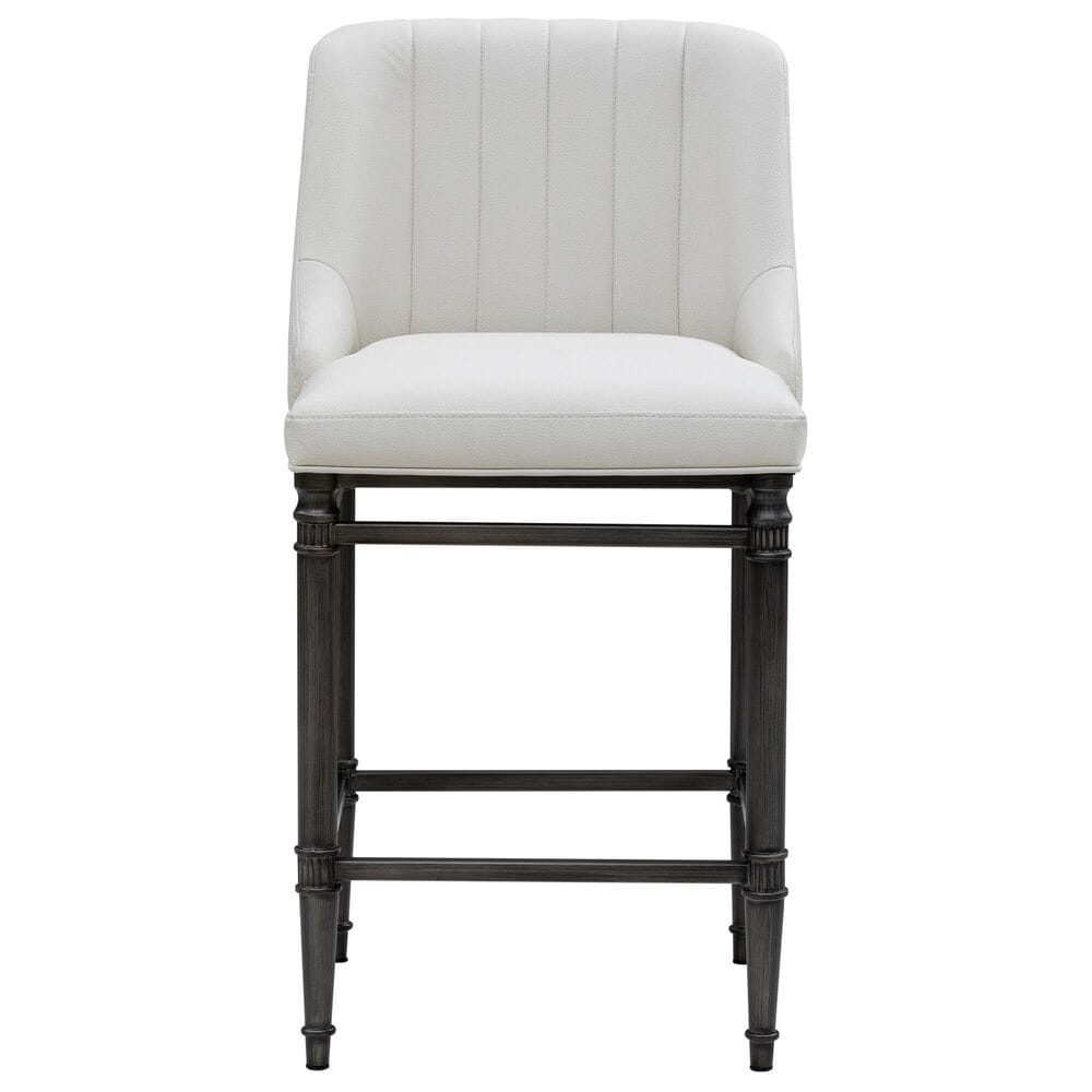 Armen Living Marvin Counter Height Stool with Ivory Upholstery in Antique Pewter, , large