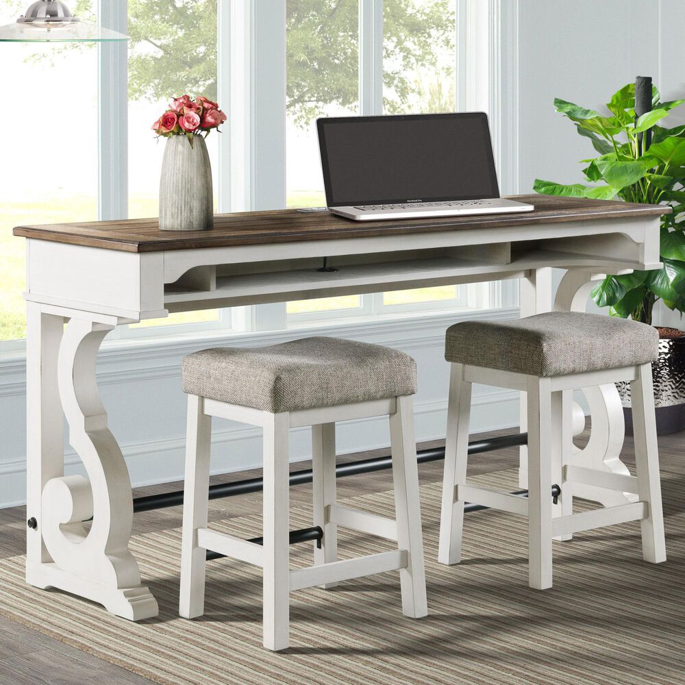 Hawthorne Furniture Drake 3-Piece Living Room Set in Rustic White and French Oak, , large