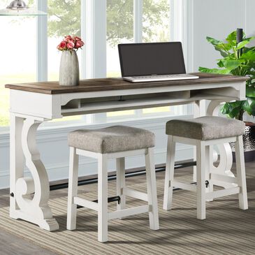 Hawthorne Furniture Drake 3-Piece Living Room Set in Rustic White and French Oak, , large
