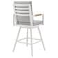 Armen Living Crown Patio Swivel Counter Height Bar Stool with Light Gray Cushion in White, , large