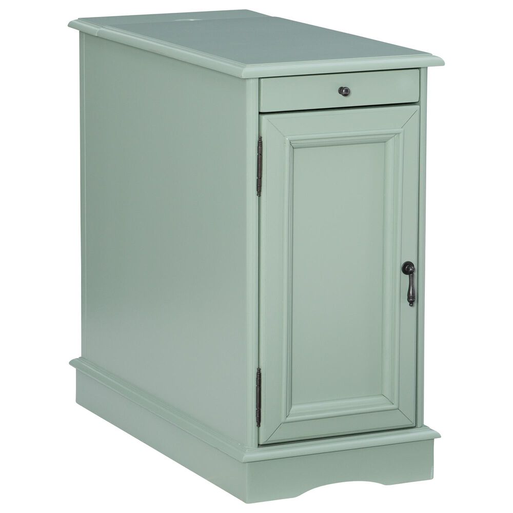 Linon Home Decor Barron Accent Table with USB Charging Station in Aqua, , large