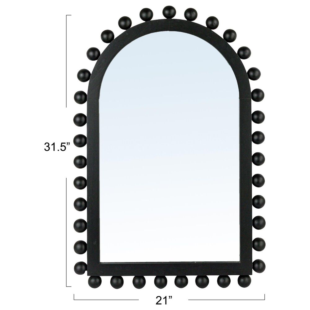 Creative Coop Boho-Southwestern Firwood Arched Wall Mirror in Black, , large