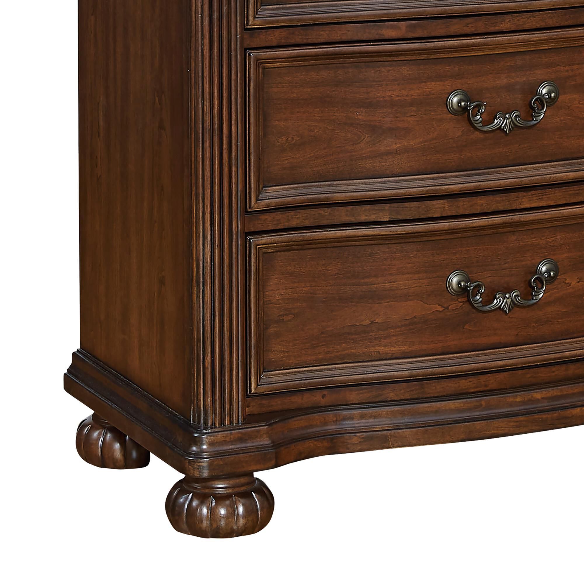 Ashley Lavinton 5-Drawer Chest in Cherry Brown