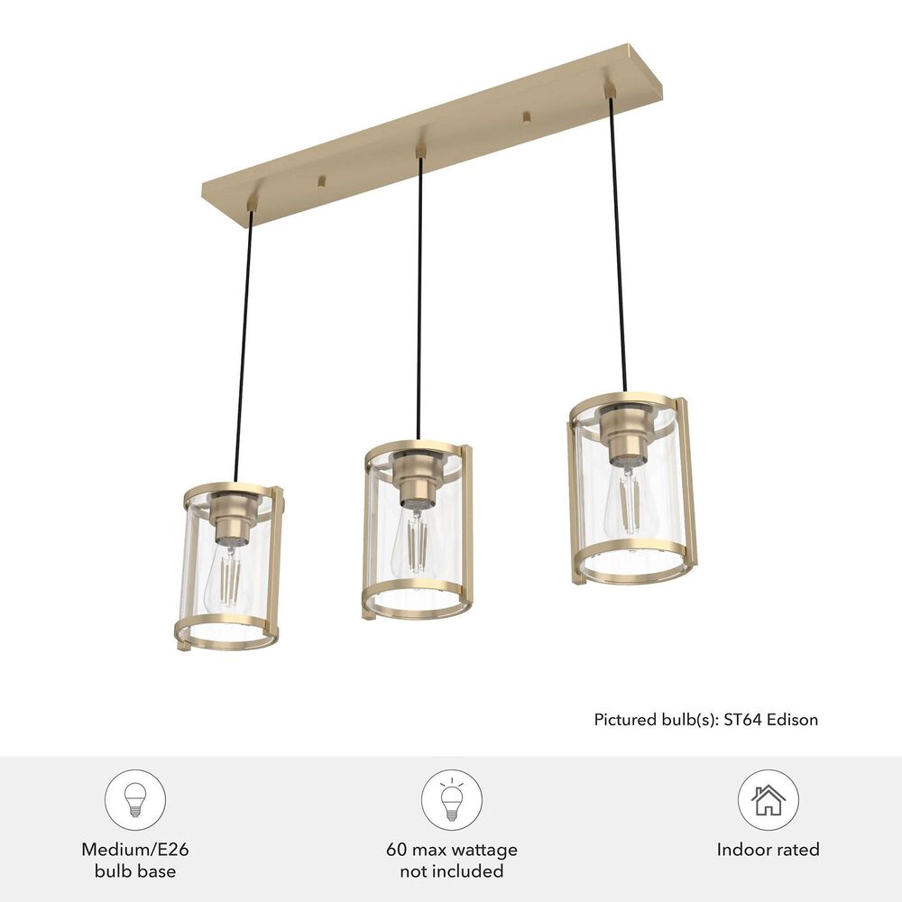 Hunter Astwood 3-Light Linear Cluster in Alturas Gold, , large