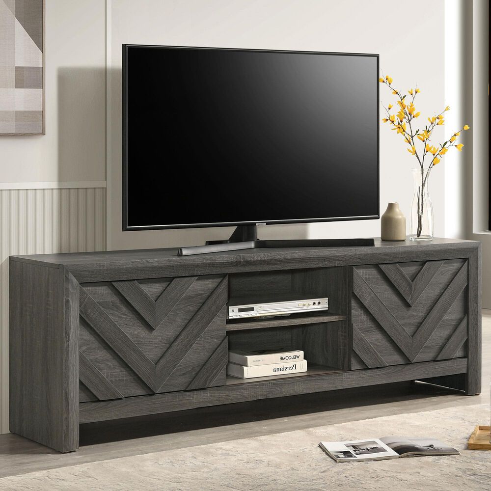 Crown Mark Valor 71&quot; TV Stand in Gray, , large