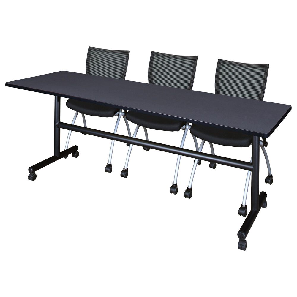 Regency Global Sourcing Kobe 4-Piece Mobile Training Table Set in Grey/ Black, , large