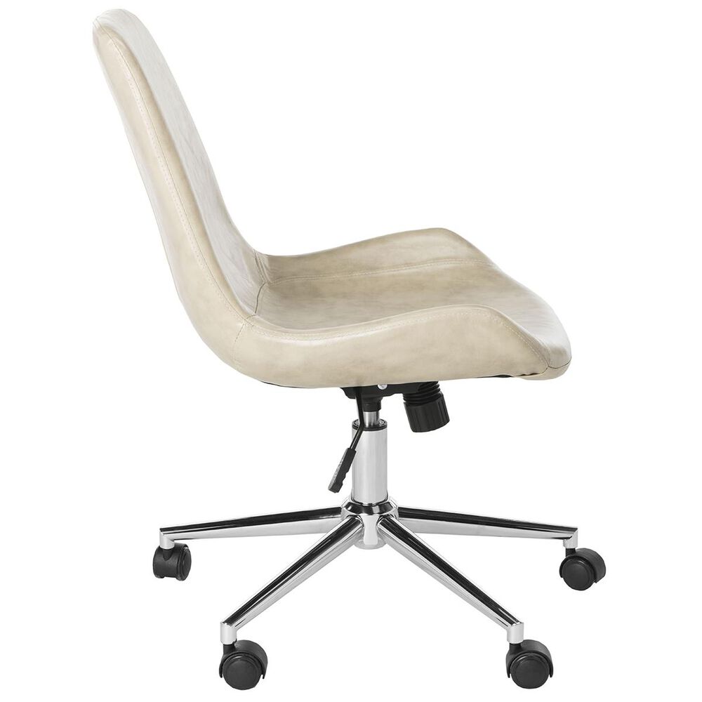 Safavieh Fletcher Swivel Office Chair in Beige/Chrome, , large