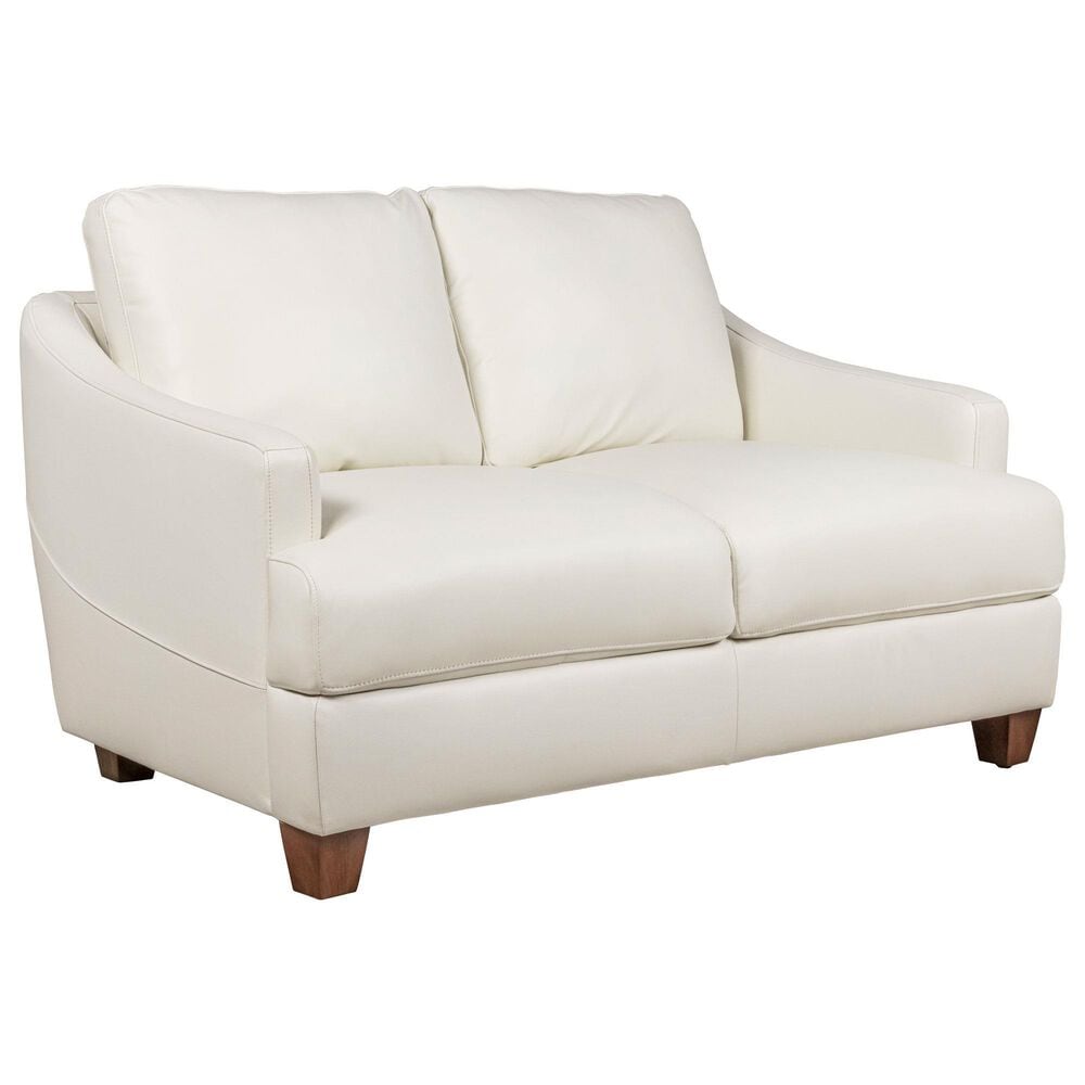 Bassett Leland Leather Loveseat in Ice, , large