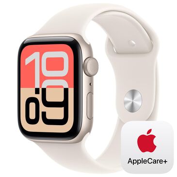 Apple Watch SE 3 (GPS) 44mm Aluminum Case with Sport Band - S/M in Starlight and 2-Year AppleCare+, , large