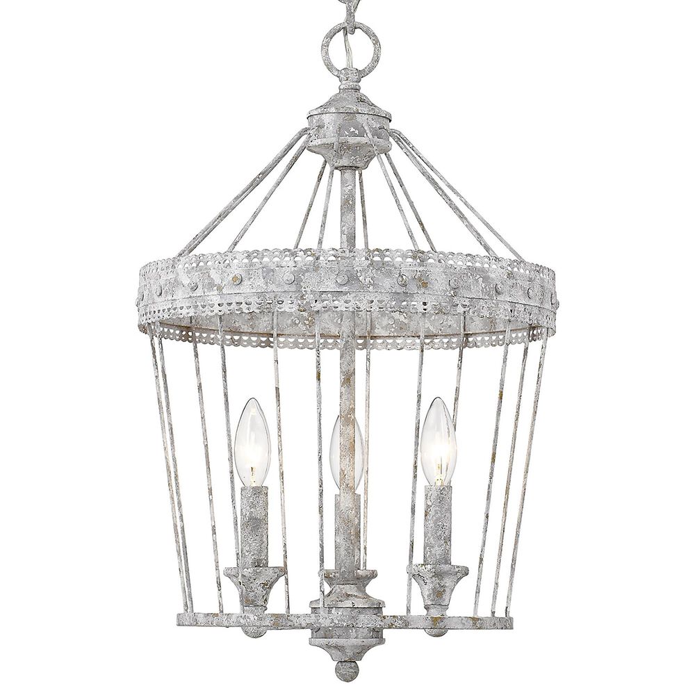 Golden Lighting Ferris 3-Light Pendant in Oyster, White and Gold, , large