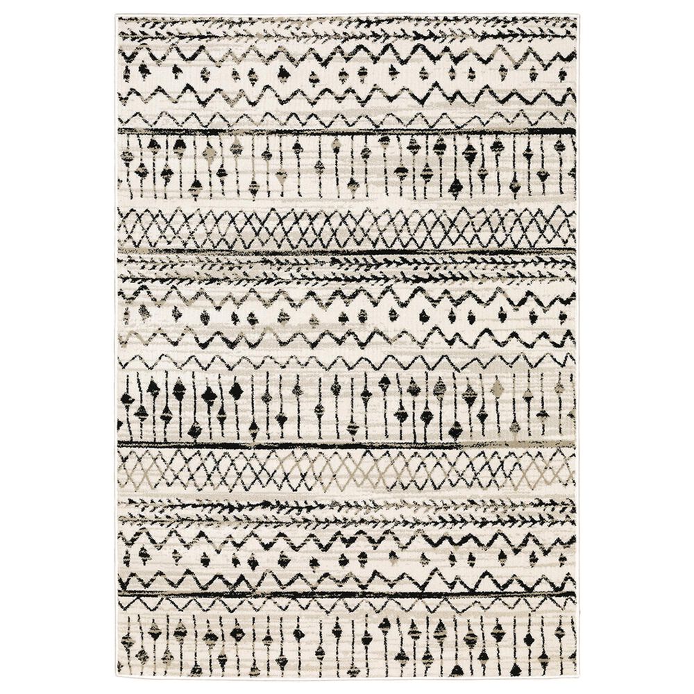 Oriental Weavers Georgia Tribal 8826E 5"3" x 7"3" Ivory and Black Area Rug, , large