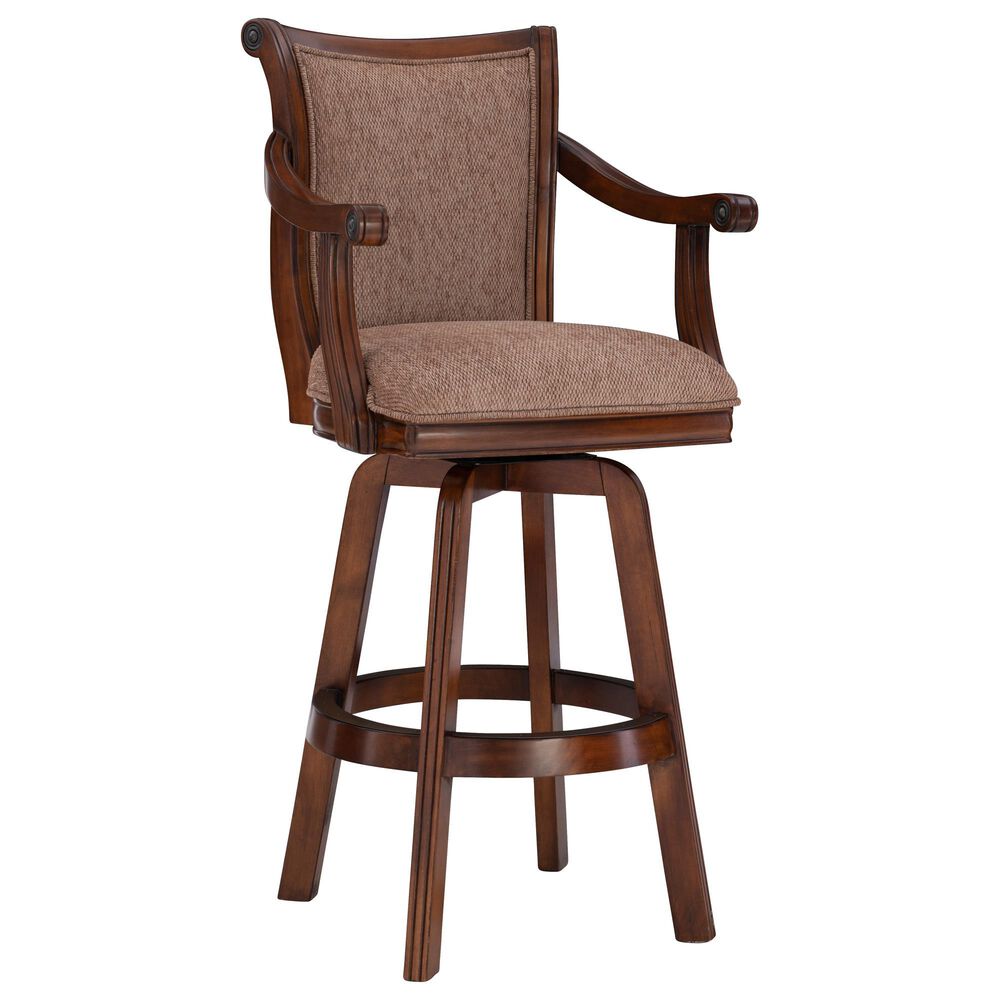 Linon Home Decor Brandon Swivel Bar Stool in Cherry, , large