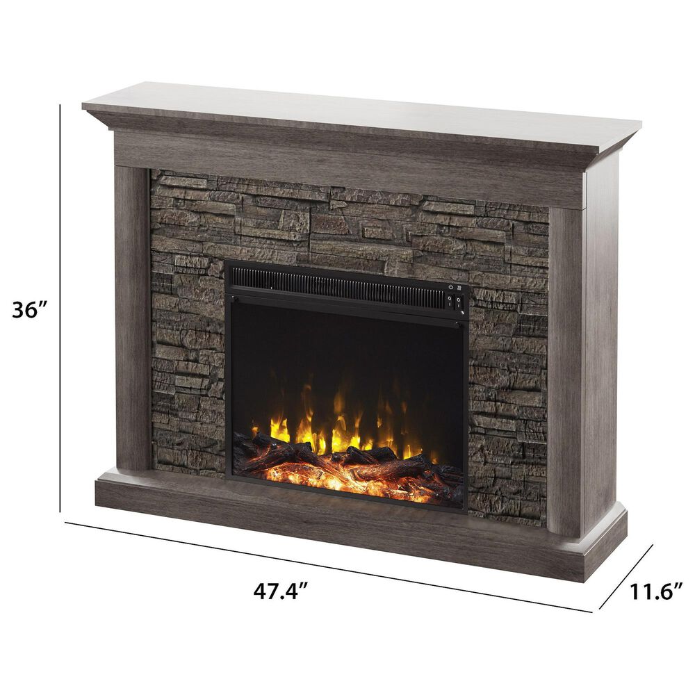Classic Flame 48" Stacked Stone Wall Mantel with Electric Fireplace in Gray, , large