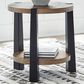 Ashley Ridgester Round End Table in Light Brown and Matte Black, , large