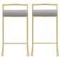 Lumisource Fuji Stackable Counter Stool with Grey Faux Leather Cushion in Gold (Set of 2), , large