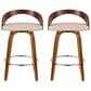 LumiSource Grotto 26" Swivel Counter Stool with Cream Faux Leather Upholstery in Walnut and Chrome (Set of 2), , large
