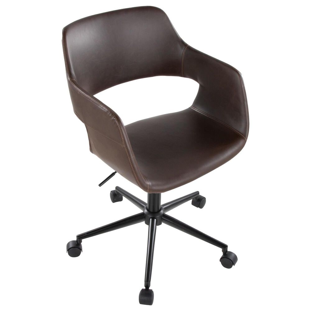Lumisource Margarite Task Chair with Espresso Faux Leather Cushion in Black, , large