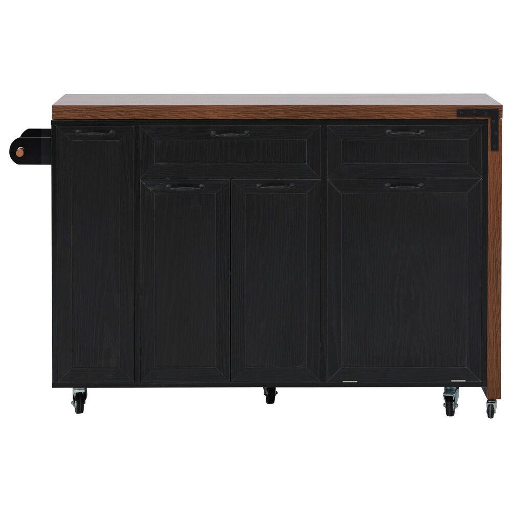 HOMLUX 102" Kitchen Island with Extendable Dining Table in Black, , large