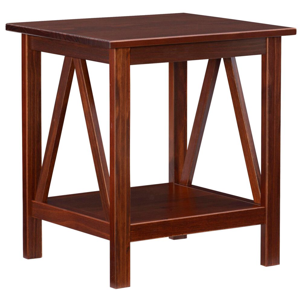 Linon Home Decor Trenton End Table in Antique Tobacco, , large