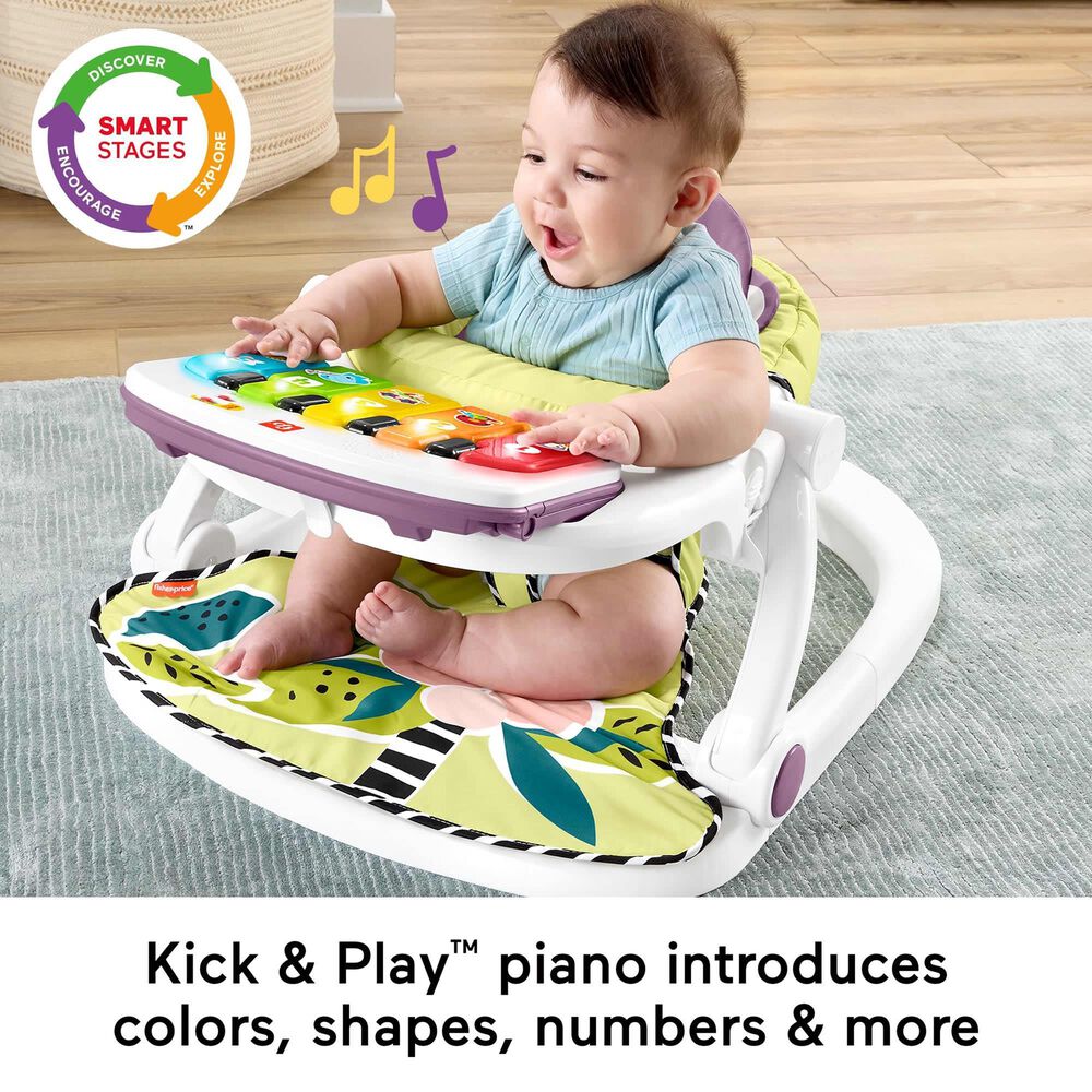 Fisher Price Monkey Baby Chair Kick and Play Deluxe Sit-Me-Up Seat in Purple and Multicolor, , large