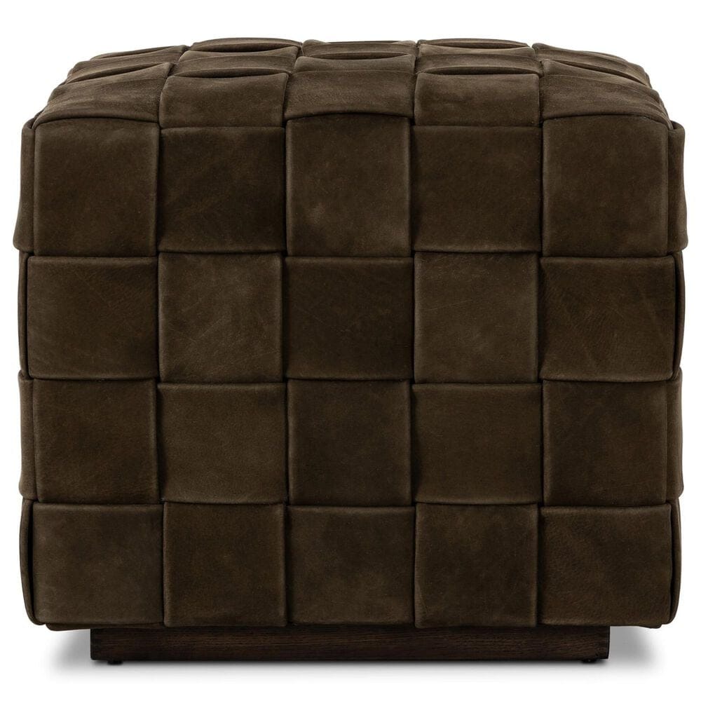 Four Hands Flores Ottoman in Nubuck Olive, , large