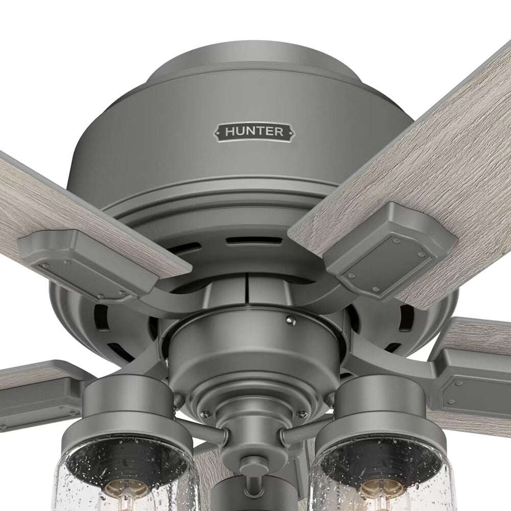 Hunter Hartland Low Profile 52&quot; Ceiling Fan with LED Lights in Matte Silver, , large