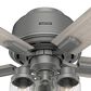 Hunter Hartland Low Profile 52" Ceiling Fan with LED Lights in Matte Silver, , large