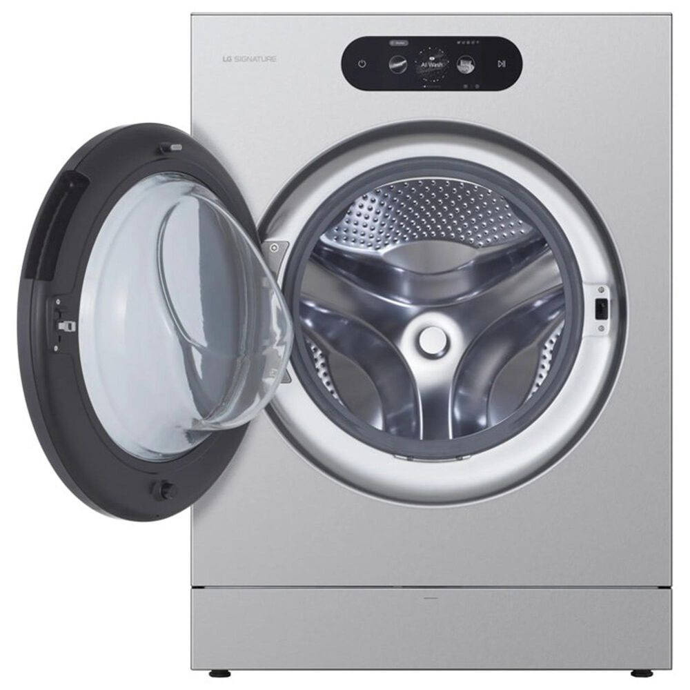 LG 5.8 Cu. Ft. Smart Front Load Washer and 9.0 Cu. Ft. Electric Dryer in Brushed Platinum Steel, , large