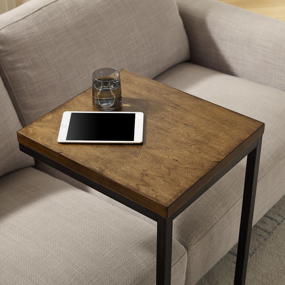 Linon Home Decor Braniff C-Table in Dark Grey and Black, , large