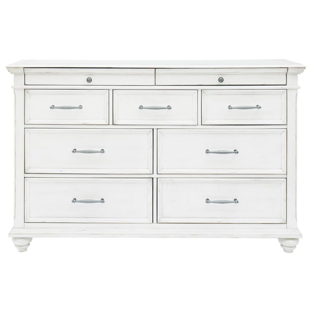 Ashley Kanwyn 9 Drawer Dresser in Distressed Whitewash, , large