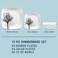 Corelle Timber Shadows 12-Piece Square Dinnerware Set in White, Black and Gray, , large