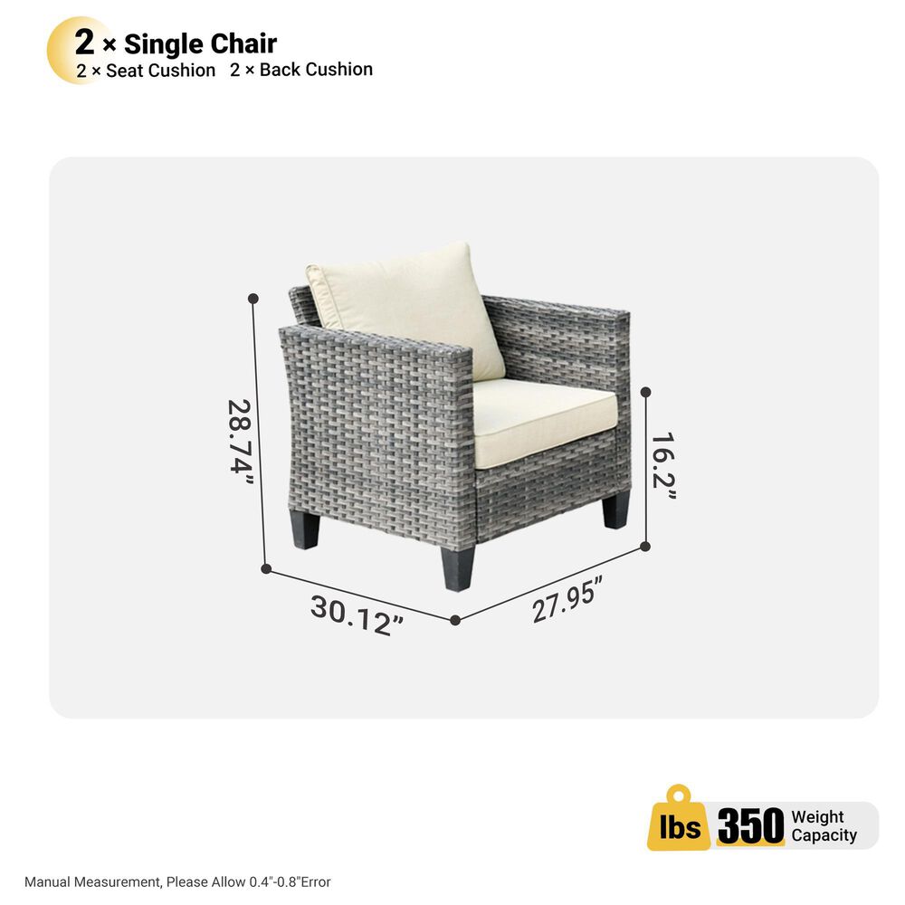 HOMLUX 28" Patio Single Chair in Beige (Set of 2), , large