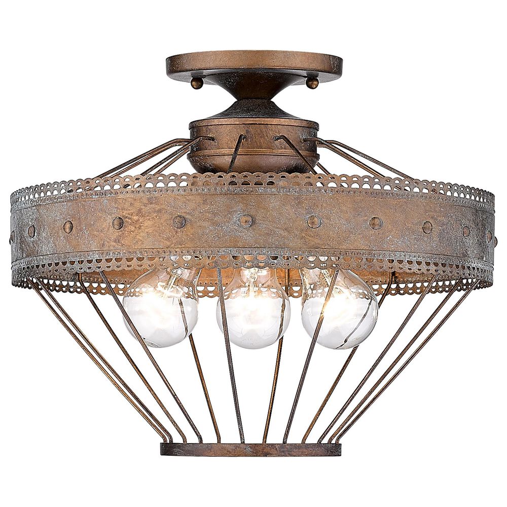 Golden Lighting Ferris 3-Light Semi-Flush in Copper Patina, , large