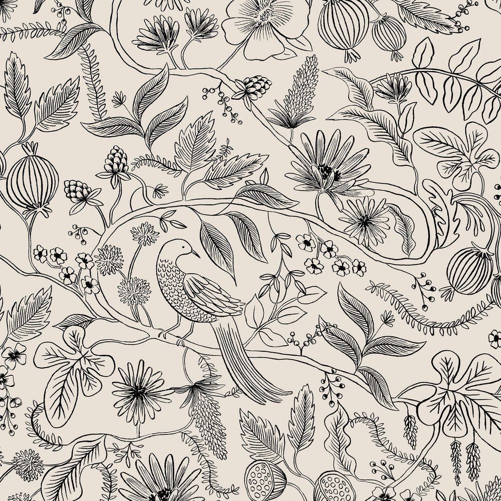 Rifle Paper Co Crafted by Cloth &amp; Company Mayfair Twin Headboard in Aviary Black/Cream, , large