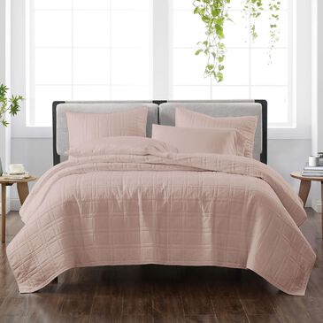 Pem America Cannon Solid 3-Piece Full/Queen Quilt Set in Blush, , large