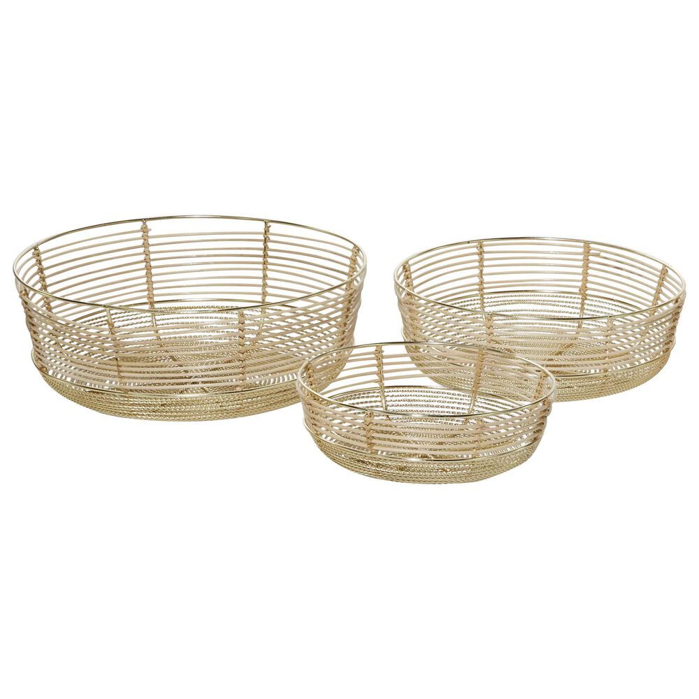 Maple and Jade Contemporary Decorative Bowl in Gold (Set of 3), , large