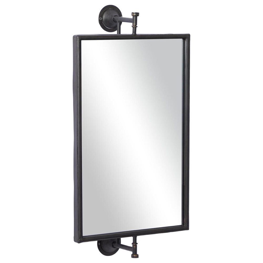 Maple and Jade 28&quot; x 14&quot; Metal Handmade Dimensional Wall Mirror in Matte Black, , large