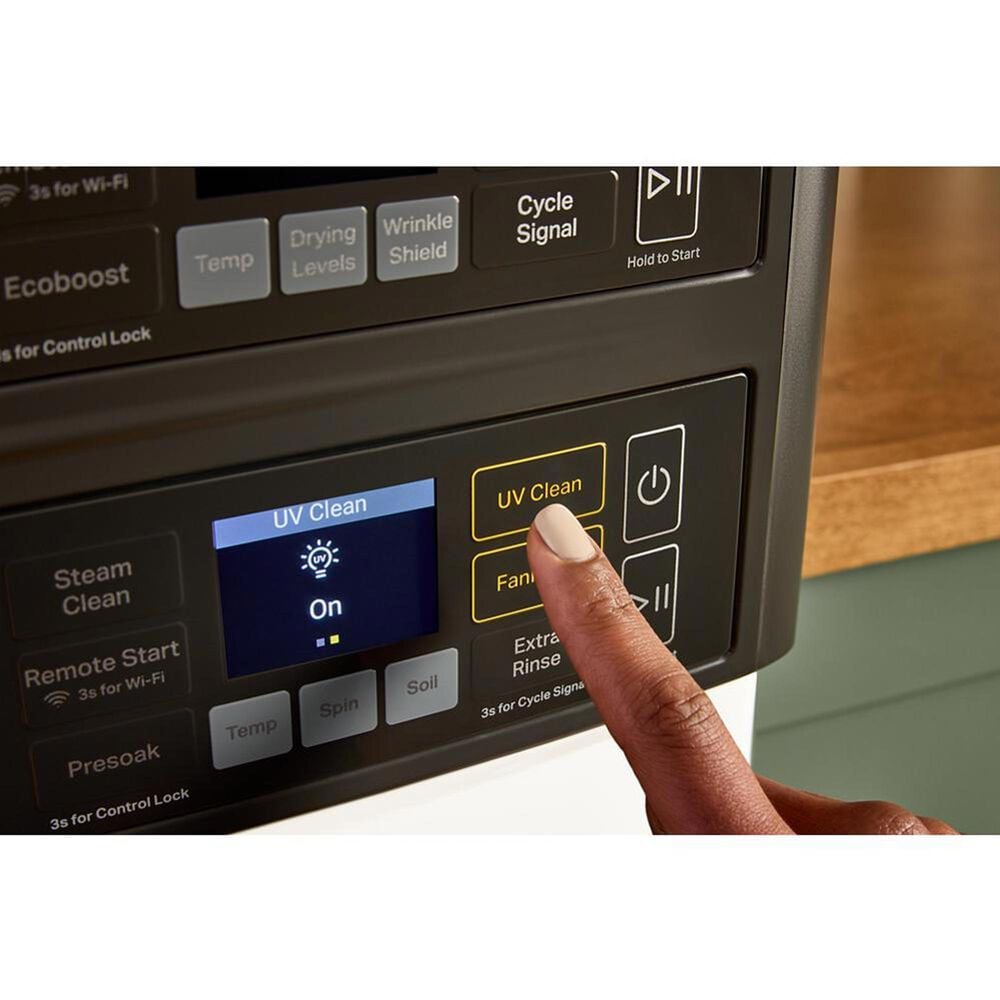 Whirlpool 4.5 Cu. Ft. Smart Front Load Washer and 7.4 Cu. Ft. Gas Dryer Stack Laundry in White, , large