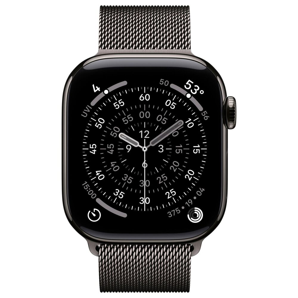Apple Watch Series 11 (GPS+Cellular) 42mm Titanium Case with Milanese Loop in Slate and 2-Year AppleCare+, , large