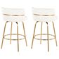 LumiSource Cinch 26" Swivel Counter Stool with White Upholstery in Gold (Set of 2), , large