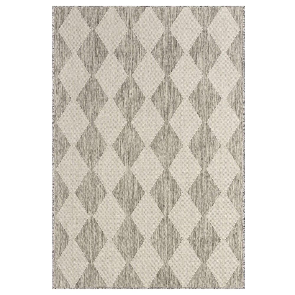 Nourison Positano Geometric Light Grey 4&#39; x 6&#39; Indoor/Outdoor Area Rug, , large