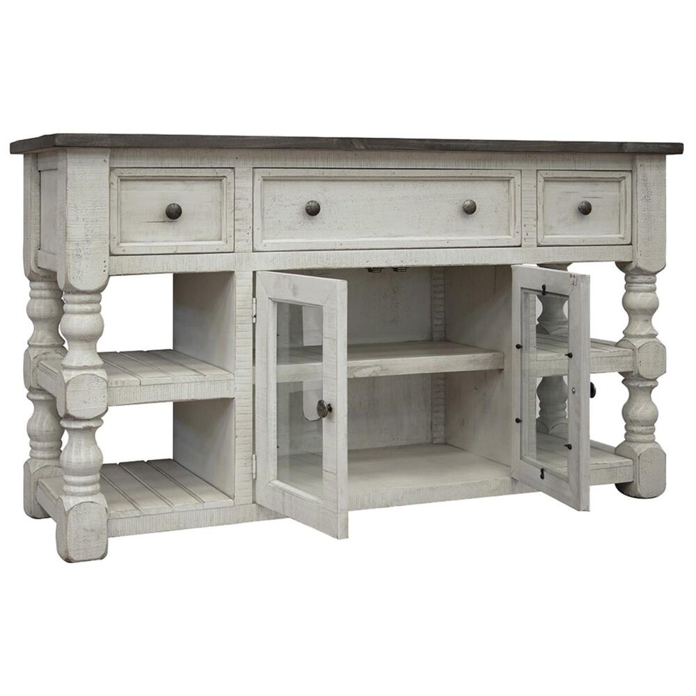Fallridge Stoneart 60" TV Stand in Distressed White, , large