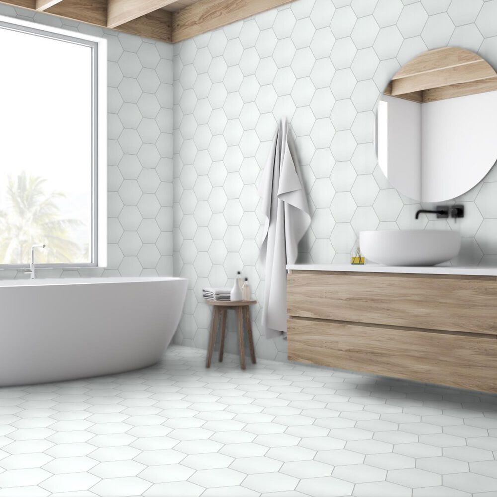 Emser Heksa White 8&quot; x 9&quot; Porcelain Tile, , large