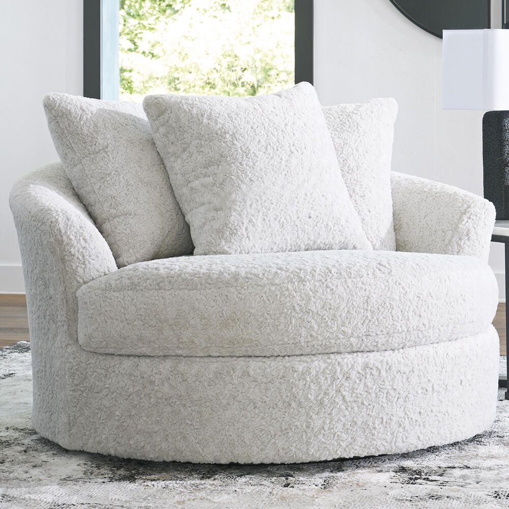 Ashley Cuddle Plush Oversized Swivel Accent Chair in Arctic, , large