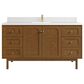 James Martin Laurent 60" Single Bathroom Vanity in Honey Oak with Single Hole 3 cm White Zeus Silestone Top and Rectangular Sink, , large