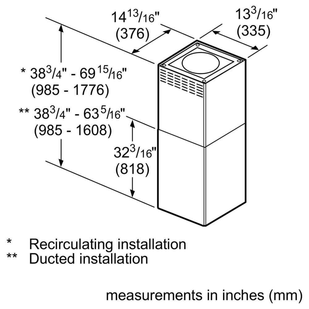 Thermador Chimney Extension Kit for Island Hood in Stainless Steel, , large